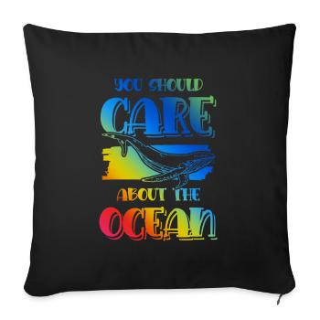 Save the Ocean Saying - Sofa pillowcase 17,3'' x 17,3'' (45 x 45 cm) - black - Front