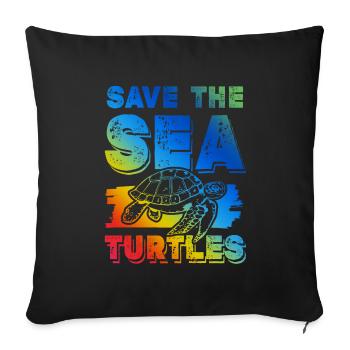 Sauvez la tortue de l’océan - Housse de coussin décorative 45 x 45 cm - noir - Devant