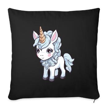 Licorne Bande Dessinée Mignon - Housse de coussin décorative 45 x 45 cm - noir - Devant