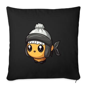 Fisch Winter Comic Niedlich - Sofakissenbezug 45 x 45 cm - Schwarz - Vorne