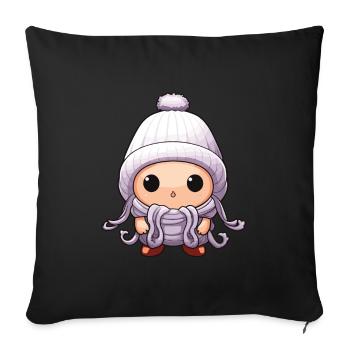 Octopus Winter Octopus Comic Cute - Sofa pillowcase 17,3'' x 17,3'' (45 x 45 cm) - black - Front