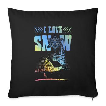 Ich liebe Schnee - Sofakissenbezug 45 x 45 cm - Schwarz - Vorne