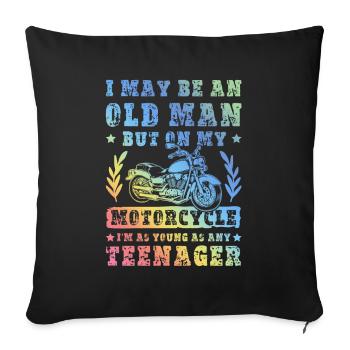 Motorcycle old man saying - Sofa pillowcase 17,3'' x 17,3'' (45 x 45 cm) - black - Front