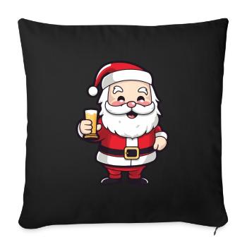 Père Noël à boire bande dessinée Noël - Housse de coussin décorative 45 x 45 cm - noir - Devant