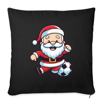 Père Noël Football Sports Noël - Housse de coussin décorative 45 x 45 cm - noir - Devant