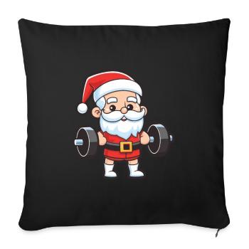 Santa Claus Dumbbell Gym Christmas - Sofa pillowcase 17,3'' x 17,3'' (45 x 45 cm) - black - Front