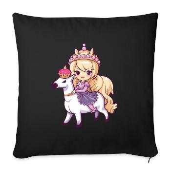Princesse Cheval Mignon - Housse de coussin décorative 45 x 45 cm - noir - Devant