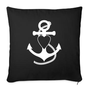 Anchor with heart and rope, maritime, nautical, sailor - Sofa pillowcase 17,3'' x 17,3'' (45 x 45 cm) - black - Front
