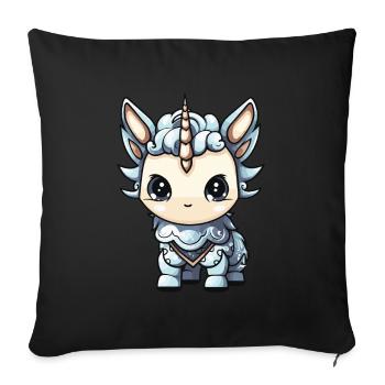 Unicorn Winter Animal Cute Comic - Sofa pillowcase 17,3'' x 17,3'' (45 x 45 cm) - black - Front