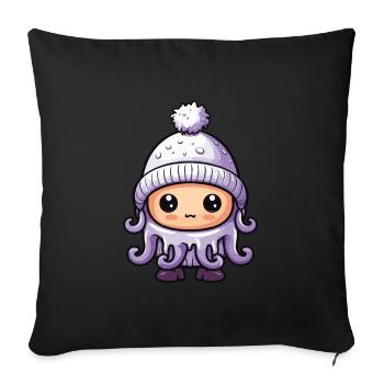 Octopus Winter Animal Cute Comic - Sofa pillowcase 17,3'' x 17,3'' (45 x 45 cm) - black - Front