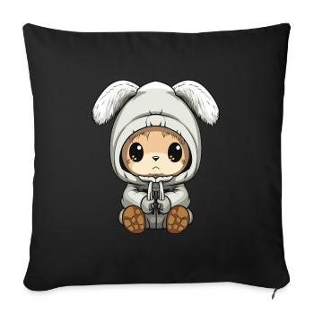 Bunny Winter Animal Cute Comic - Sofa pillowcase 17,3'' x 17,3'' (45 x 45 cm) - black - Front