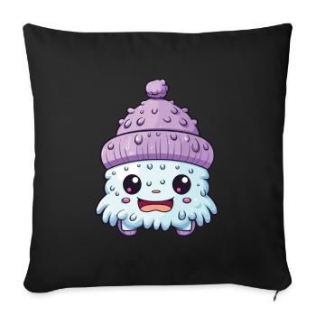 Winter Eskimo Comic Winterlich - Sofakissenbezug 45 x 45 cm - Schwarz - Vorne
