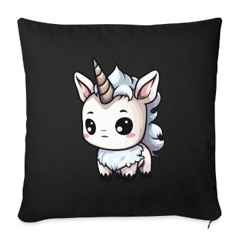 Unicorn Winter Animal Cute Comic - Sofa pillowcase 17,3'' x 17,3'' (45 x 45 cm) - black - Front