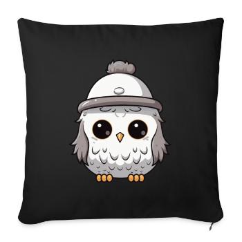Owl Winter Animal Cute Comic - Sofa pillowcase 17,3'' x 17,3'' (45 x 45 cm) - black - Front