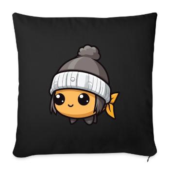 Fish Winter Animal Cute Comic - Sofa pillowcase 17,3'' x 17,3'' (45 x 45 cm) - black - Front