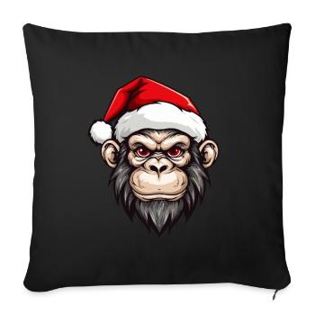 Tête de singe Noël Noël - Housse de coussin décorative 45 x 45 cm - noir - Devant
