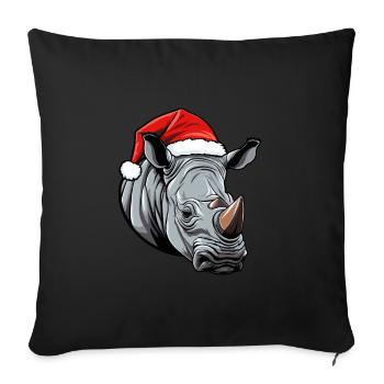 Tête de rhinocéros Noël Noël - Housse de coussin décorative 45 x 45 cm - noir - Devant