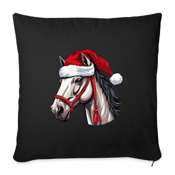 Noël tête de cheval Noël - Housse de coussin décorative 45 x 45 cm - noir - Devant