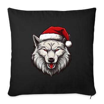 Noël tête de loup Noël - Housse de coussin décorative 45 x 45 cm - noir - Devant