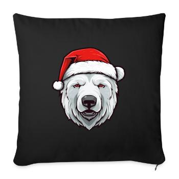 Tête d’ours polaire Noël Noël ours polaire - Housse de coussin décorative 45 x 45 cm - noir - Devant
