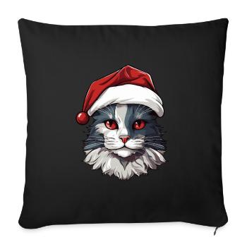 Cat Head Christmas Xmas - Sofa pillowcase 17,3'' x 17,3'' (45 x 45 cm) - black - Front
