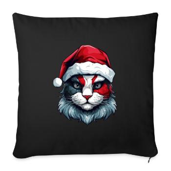 Cat Head Christmas Xmas Portrait - Sofa pillowcase 17,3'' x 17,3'' (45 x 45 cm) - black - Front
