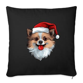 Pomeranian Dog Head Christmas Pomeranian - Sofa pillowcase 17,3'' x 17,3'' (45 x 45 cm) - black - Front