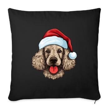 Caniche tête de chien Noël Noël - Housse de coussin décorative 45 x 45 cm - noir - Devant
