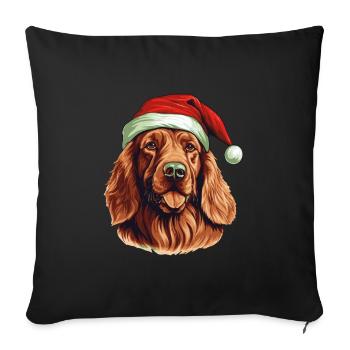 Irish Setter Dog Christmas Head - Sofa pillowcase 17,3'' x 17,3'' (45 x 45 cm) - black - Front