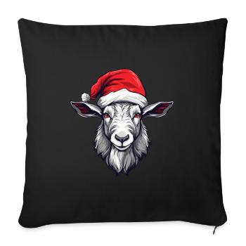 Tête d’animal de Noël de chèvre - Housse de coussin décorative 45 x 45 cm - noir - Devant