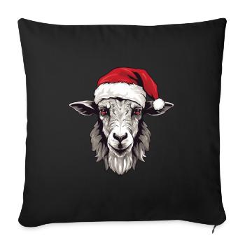 Tête d’animal de Noël de Noël de chèvre - Housse de coussin décorative 45 x 45 cm - noir - Devant