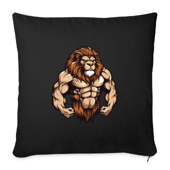 Lion Musculation Fitness Arts Martiaux MMA - Housse de coussin décorative 45 x 45 cm - noir - Devant