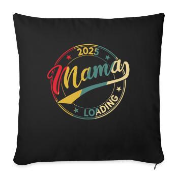 Maman 2025 Chargement Rétro Maman future Maman 2025 - Housse de coussin décorative 45 x 45 cm - noir - Devant