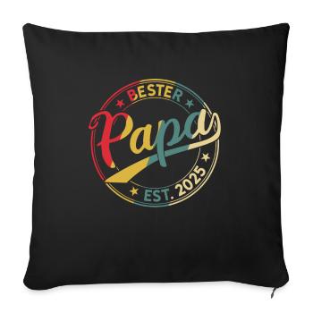 Bester Papa 2025 Retro Papa seit 2025 Retro - Sofakissenbezug 45 x 45 cm - Schwarz - Vorne