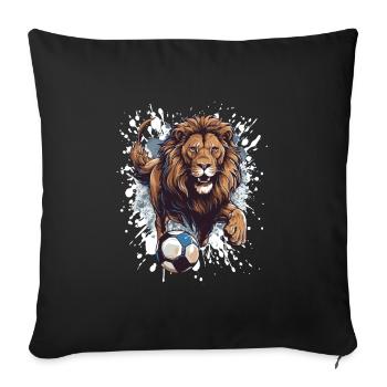 Équipe sportive de football Lion - Housse de coussin décorative 45 x 45 cm - noir - Devant