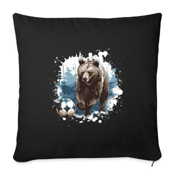 Équipe sportive de football de l’ours - Housse de coussin décorative 45 x 45 cm - noir - Devant