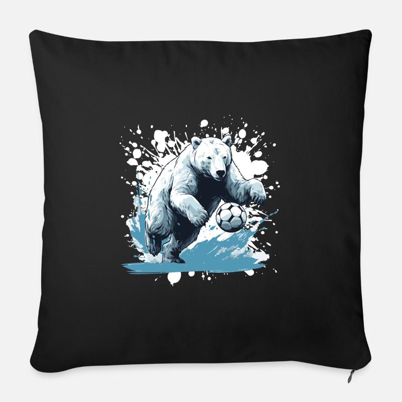 Eisbär Fussball Sport Mannschaft Polar bär - Sofakissenbezug 45 x 45 cm - Schwarz