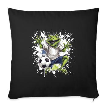 Frog Soccer Sports Team - Sofa pillowcase 17,3'' x 17,3'' (45 x 45 cm) - black - Front