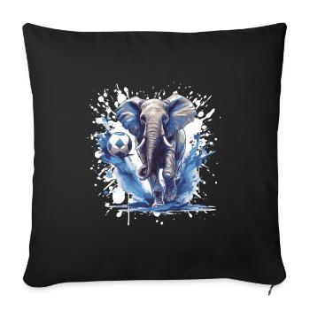 Équipe sportive de football éléphant - Housse de coussin décorative 45 x 45 cm - noir - Devant