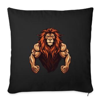 Lion Musculation Fitness Arts Martiaux MMA - Housse de coussin décorative 45 x 45 cm - noir - Devant
