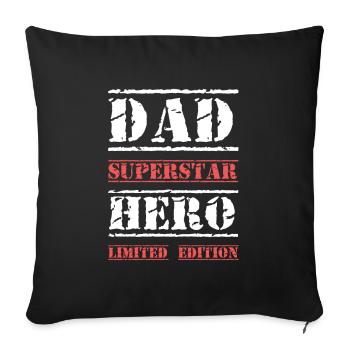 Meilleur Papa Star Papa Papa Papa - Housse de coussin décorative 45 x 45 cm - noir - Devant