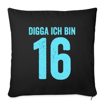 Blue Digga J’ai 16 Ans Garçon 16e Anniversaire - Housse de coussin décorative 45 x 45 cm - noir - Devant