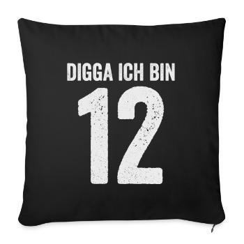 Digga J’ai 12 Fille Garçon 12e anniversaire - Housse de coussin décorative 45 x 45 cm - noir - Devant