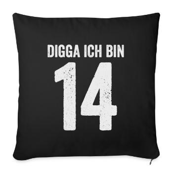 Digga J’ai 14 Fille Garçon 14e Anniversaire - Housse de coussin décorative 45 x 45 cm - noir - Devant