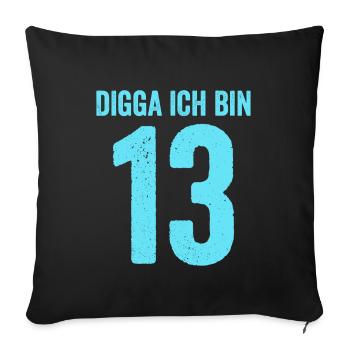 Blue Digga I'm 13 Years Boy 13th Birthday - Sofa pillowcase 17,3'' x 17,3'' (45 x 45 cm) - black - Front