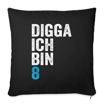 Digga I'm 8th Birthday Boy 8th Birthday - Sofa pillowcase 17,3'' x 17,3'' (45 x 45 cm) - black - Front