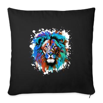 Lion Head Portrait Colorful - Sofa pillowcase 17,3'' x 17,3'' (45 x 45 cm) - black - Front