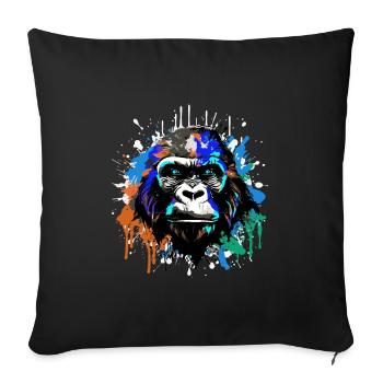 Gorilla Head Portrait Colorful - Sofa pillowcase 17,3'' x 17,3'' (45 x 45 cm) - black - Front