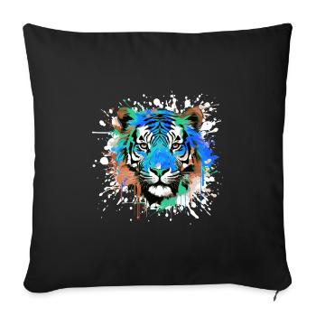 Tiger Head Portrait Colorful - Sofa pillowcase 17,3'' x 17,3'' (45 x 45 cm) - black - Front