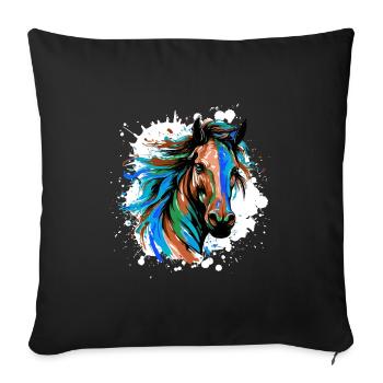 Horse Head Portrait Colorful - Sofa pillowcase 17,3'' x 17,3'' (45 x 45 cm) - black - Front